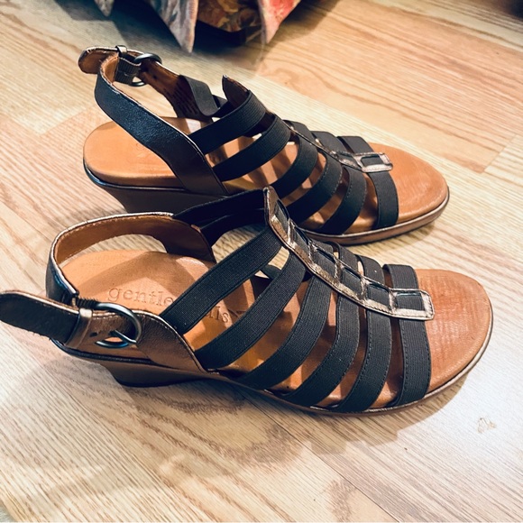 Gentle Souls Brown & Metallic Copper Wedges Size 7.5 M - Picture 3 of 9